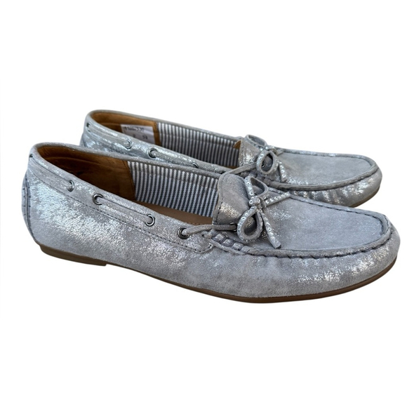 Gabor Shoes - Gabor Handmade Moccasin Loafers Silver Suede Slip-On Shoes Size 5.5 NWOT